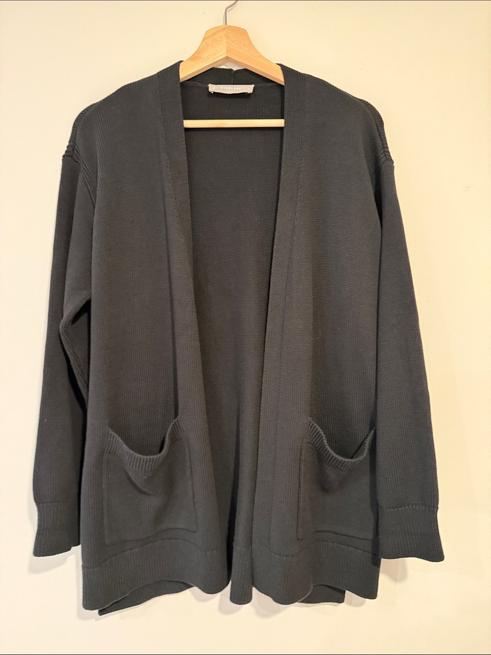 Everlane Women’s Open-Front Cotton Knit Cardigan Sweater - Black Medium